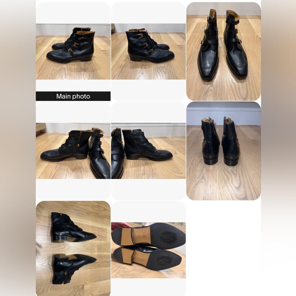 NIB Gucci Mens black three buckle Dress boots size US 12
